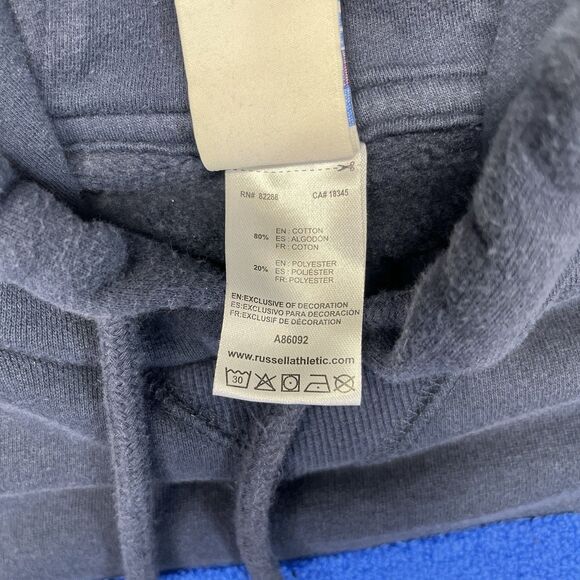 Russell Athletic Men’s Large Blue Hoodie Raised Logo Old Style Vintage Faded - Picture 10 of 12